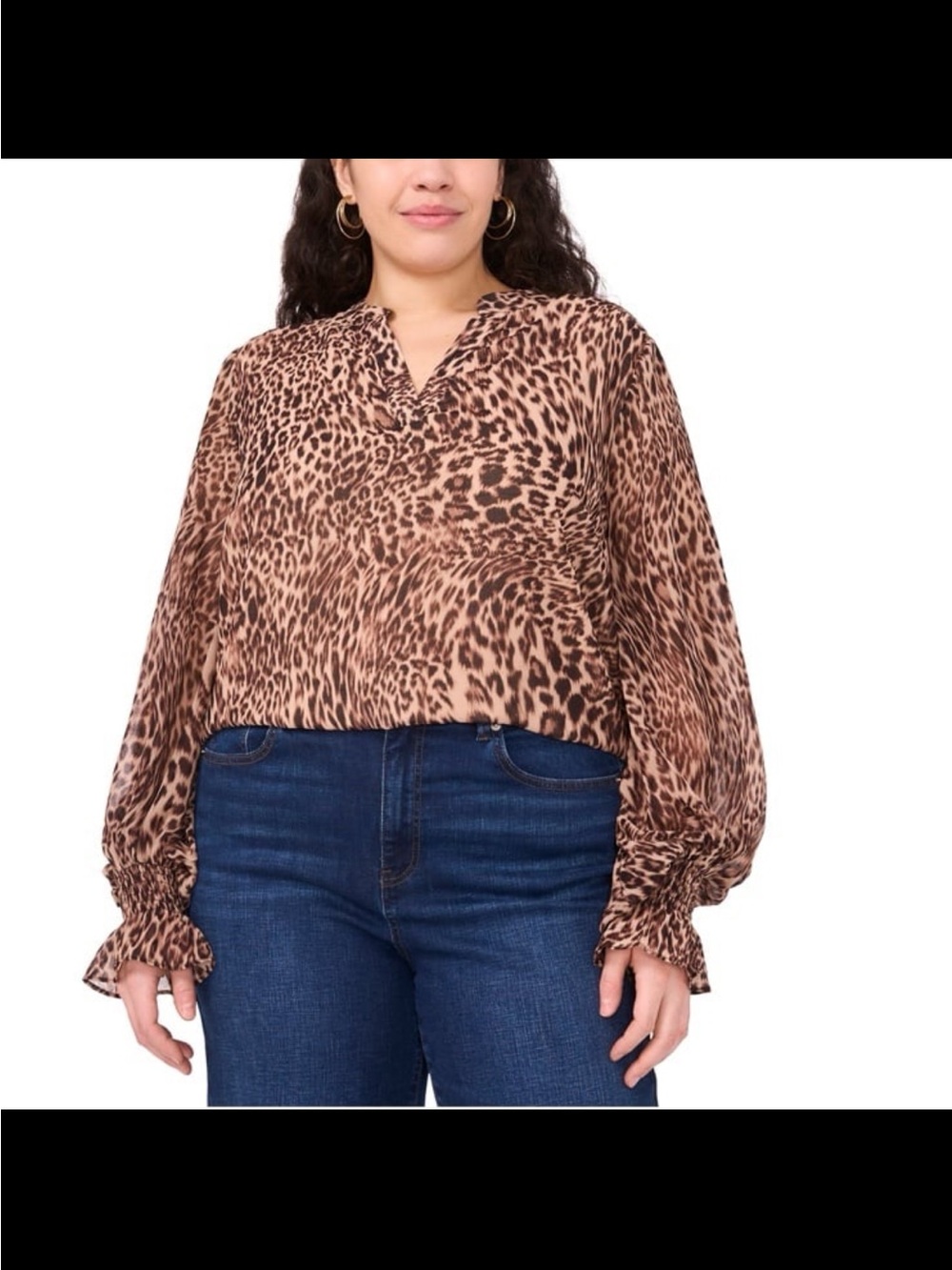 NWT Vince Camuto women’s plus size animal print long sleeve blouse size 1X